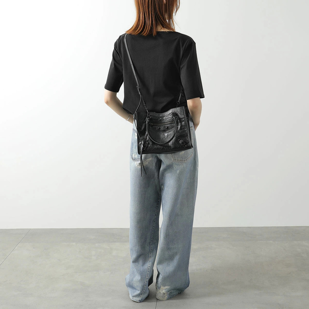 Balenciaga LE CITY TOTE handbag leather shoulder bag BLACK